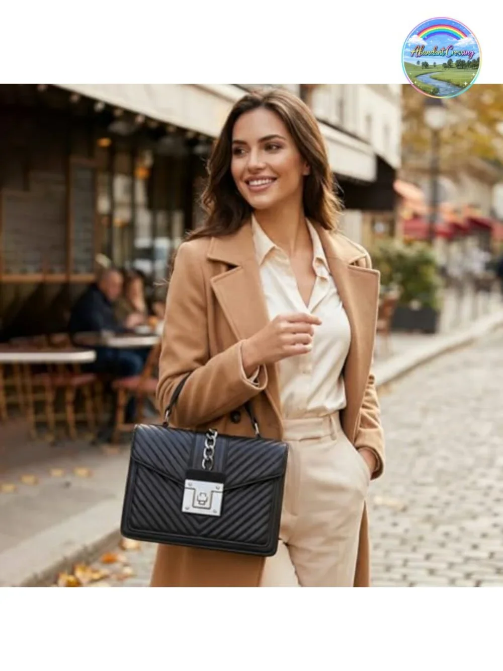 Quilted Faux Leather Satchel with Crossbody Strap Top Handle Purse